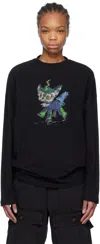 We11 Done Black Monster Drawing T-shirt In Black