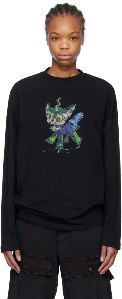 We11 Done Black Monster Drawing T-shirt