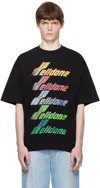 We11 Done Black Multi Rainbow Logo T-shirt In Black