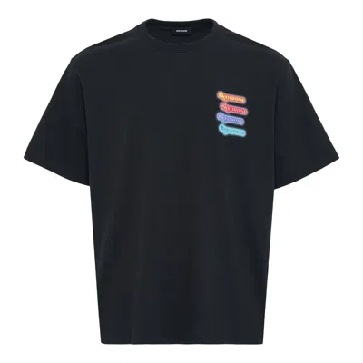 We11 Done Black Neon Logo Short Sleeved Tee In Brown