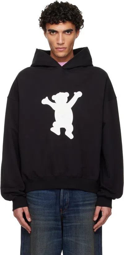 We11 Done Black New Teddy Logo Hoodie
