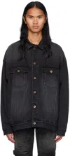 We11 Done Black Oversized Denim Jacket In Black
