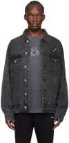 We11 Done Black Oversized Denim Jacket In Wash Black