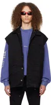 We11 Done Black Oversized Denim Vest In Black