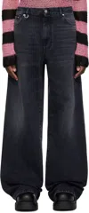 We11 Done Black Tuck-detail Jeans In Black