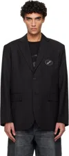 We11 Done We11done Black Oversized Logo Blazer In Black