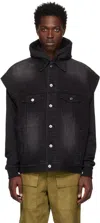 We11 Done Black Oversized Trucker Denim Vest In Black