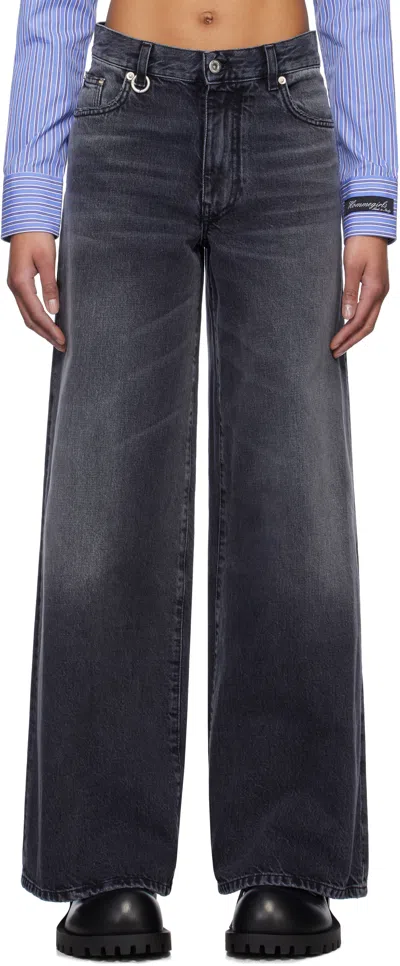 We11 Done Black Oversized Washed Jeans
