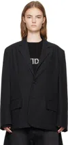 We11 Done Black Padded Shoulder Blazer In Black