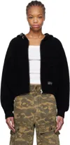 We11 Done Pierced Cashmere Knit Zip-up Hoodie In Black