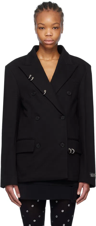 We11 Done Black Pierced Jersey Blazer