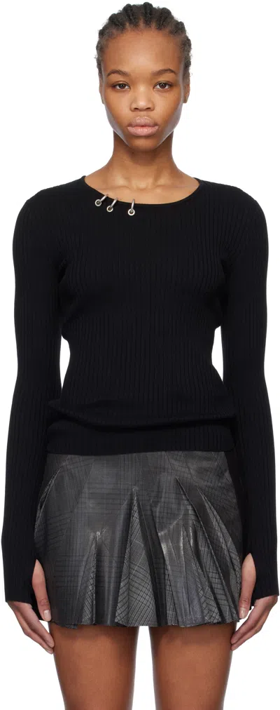 We11 Done Black Pierced Knit Top