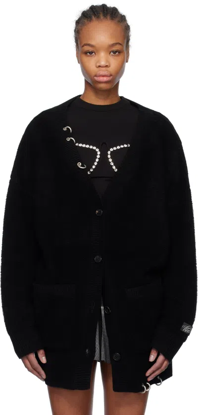 We11 Done Black Pierced Oversized Cashmere Knit Cardigan