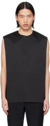 We11 Done Black Pocket Embossed Tank Top In Black
