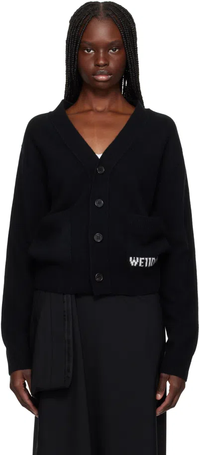 We11 Done Black Pocket Logo Knit Cardigan