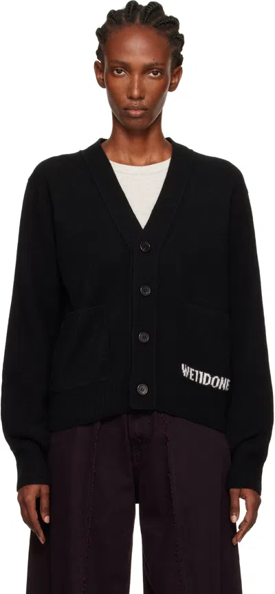 We11 Done Black Pocket Logo Knit Cardigan