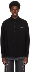 We11 Done Black Printed Denim Shirt In Black