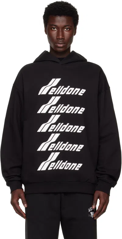 We11 Done Black Printed Hoodie