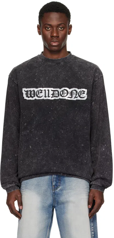 We11 Done Black Printed Long Sleeve T-shirt