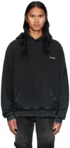 WE11 DONE BLACK RAW EDGE HOODIE