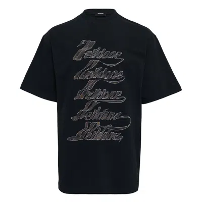 We11 Done Black Ribbon Multi-logo T-shirt