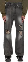 We11 Done Ripped Denim Trouser In Black