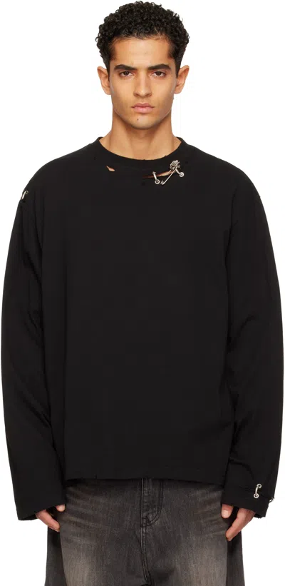 We11 Done Piercing Detail Long Sleeve T-shirt In Black
