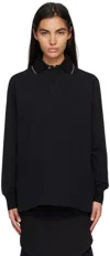 We11 Done Logo Long-sleeved Polo Shirt In Black