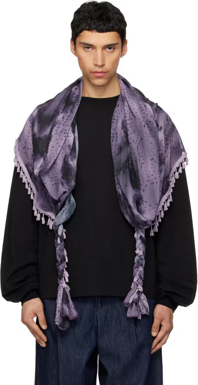 We11 Done Black Scarf Long-sleeve T-shirt In Purple