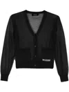 WE11 DONE BLACK SHEER KNITTED CARDIGAN