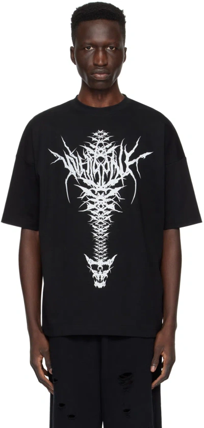 We11 Done Black Spine Skull T-shirt