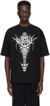 We11 Done Black Spine Skull T-shirt In Black