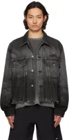 We11 Done Sprayed Sporty Selldone Denim Jacket In Black
