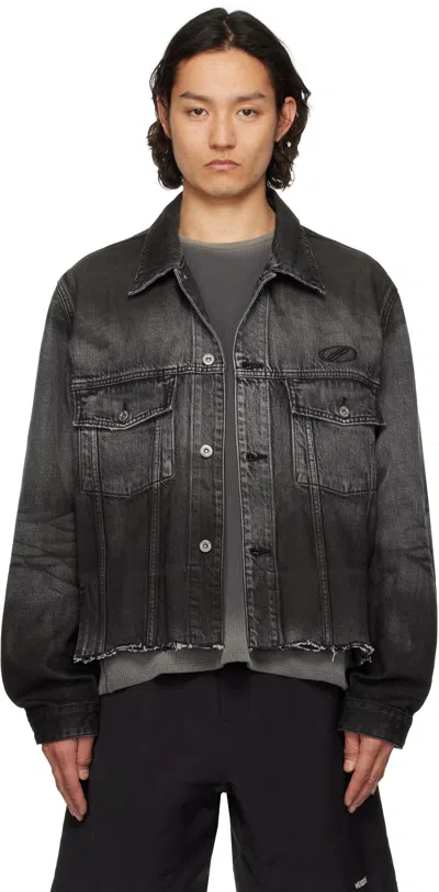 We11 Done Black Sprayed Sporty Selldone Denim Jacket