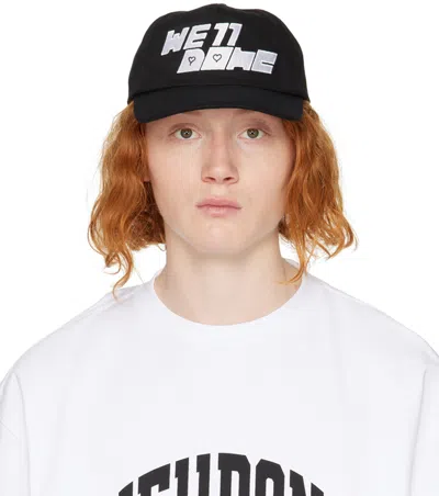 We11 Done Black Square Logo Washed Cap