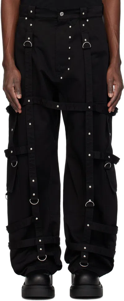 We11 Done Black Strapped Cargo Pants