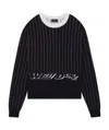 We11 Done Black Striped Round Neck Sweater In Black