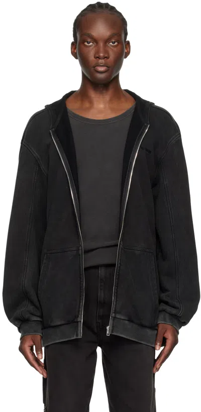 We11 Done Black Studded Mohawk Hoodie
