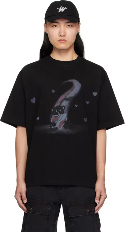 We11 Done Black Teddy Bear Print T-shirt