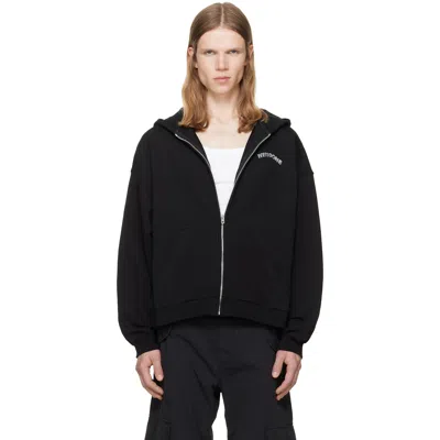We11 Done Black Teddy Drawing Zip-up Hoodie