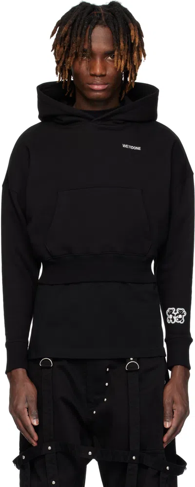 We11 Done Black Teddy Twins Sleeve Hoodie