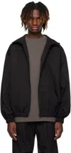 We11 Done Black Track Hoodie Windbreaker In Black