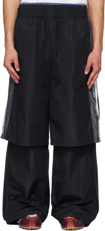 We11 Done Black Triple Layered Track Pants