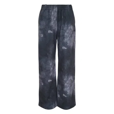 We11 Done Black Trompe L'oeil Denim Print Sweatpants