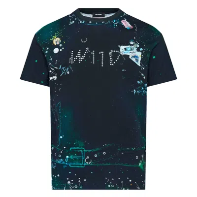 WE11 DONE BLACK TROMPE-L'OEIL PIERCED T-SHIRT