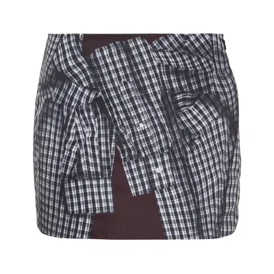 We11 Done Black Trompe-l'oeil Skirt In Brown