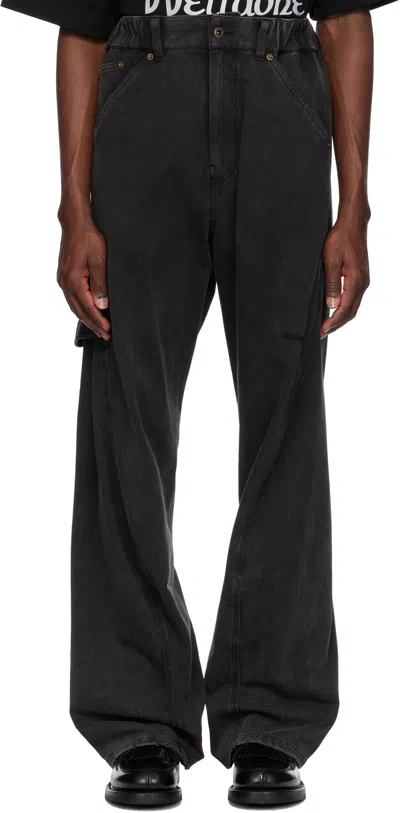 We11 Done Black Twisted Work Trousers