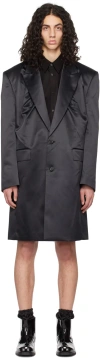 We11 Done Black Two-button Coat In Black