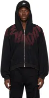We11 Done Black Unbalanced Hoodie In Black