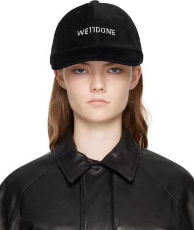We11 Done Black Velvet-denim Cap